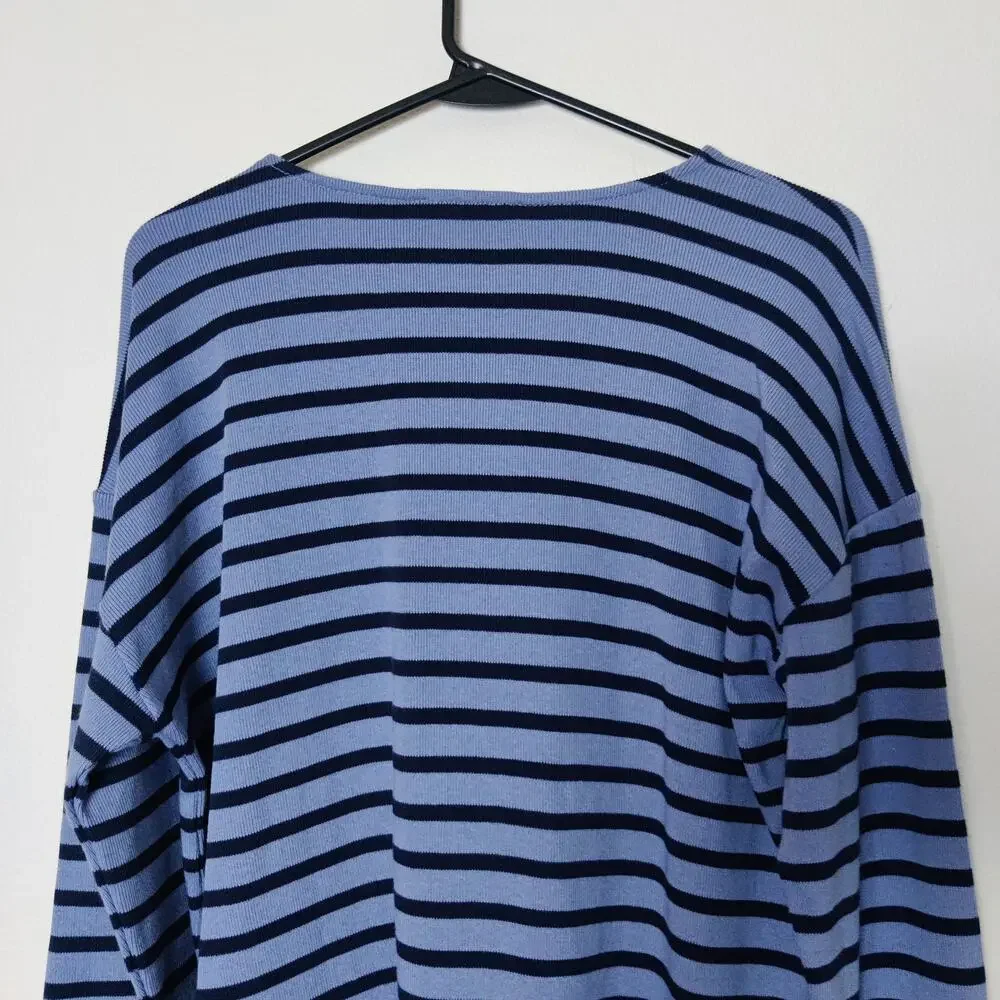 NWT Ann Taylor Weekend Collection Relaxed Sailor Striped Long Sleeve Top Large P - Picture 6 of 11
